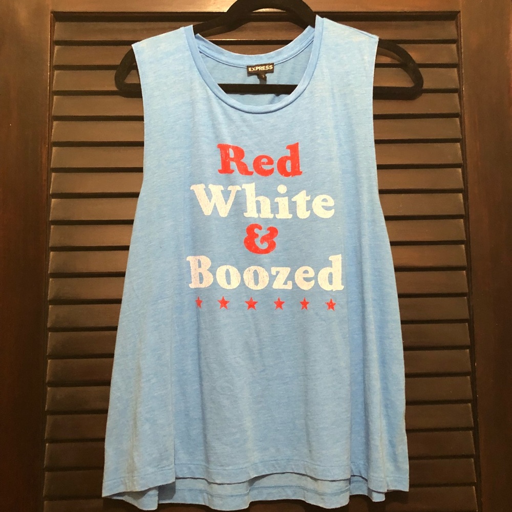 EXPRESS Red, White, and Boozed Muscle Tank